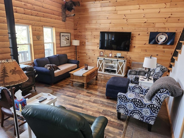 living room with wood finished floors