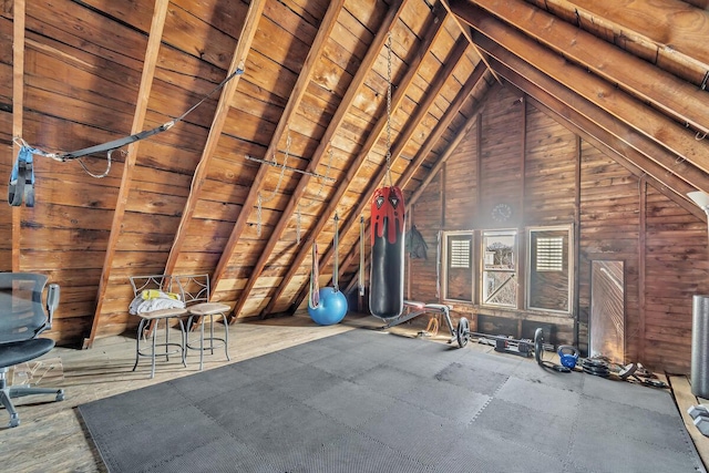 view of unfinished attic