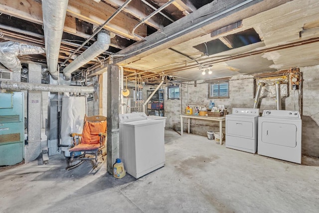 basement featuring washing machine and dryer