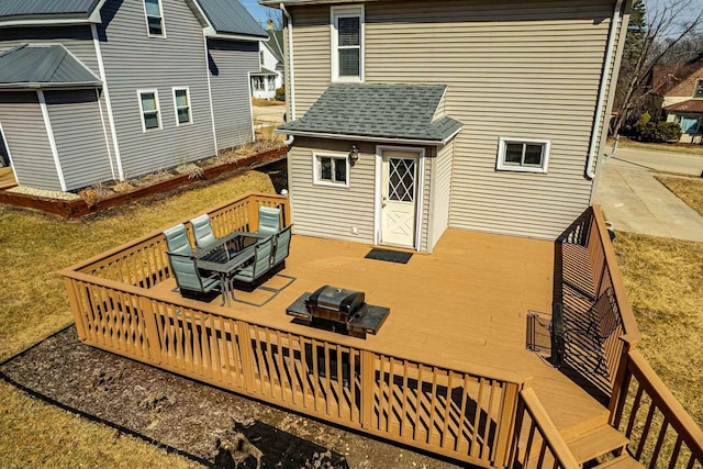 deck with a grill