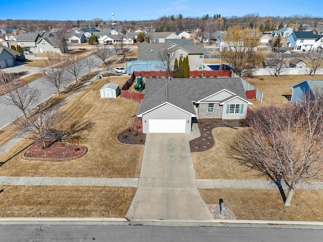 drone / aerial view with a residential view