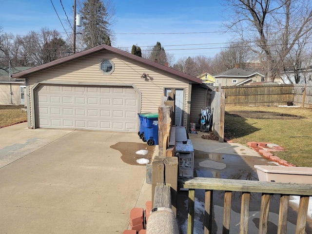 detached garage with fence