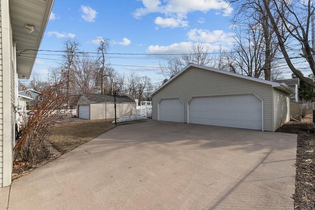 view of detached garage