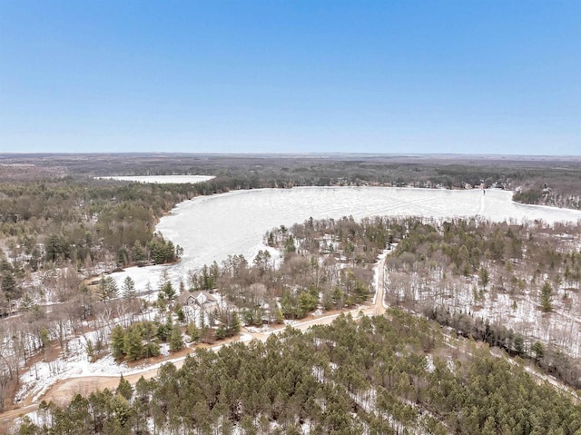 aerial view with a wooded view