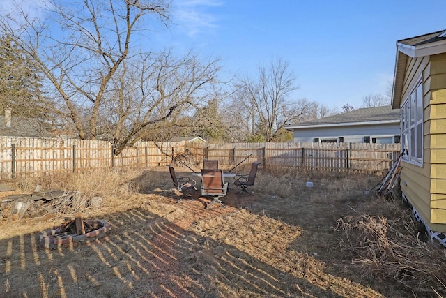 view of yard featuring a fenced backyard