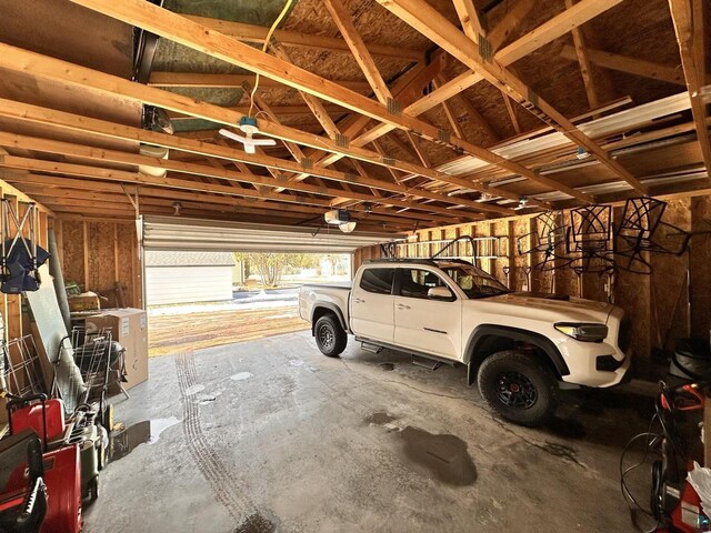 garage with a garage door opener