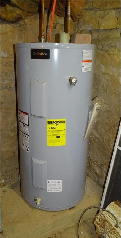 utility room with electric water heater