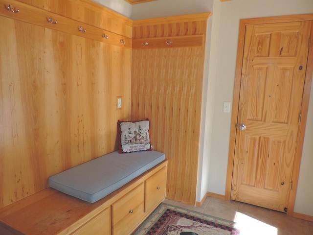 mudroom featuring light tile patterned floors