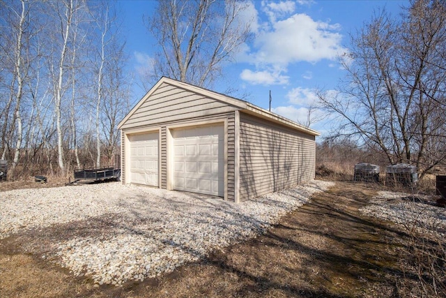 view of detached garage