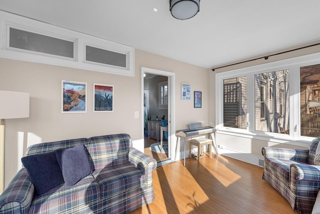 living area featuring wood finished floors and a wealth of natural light