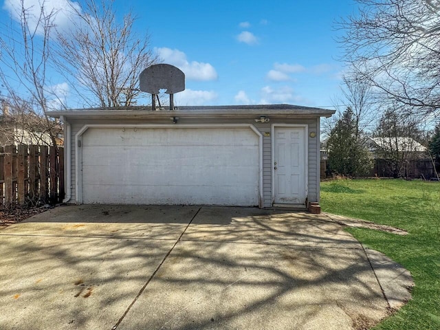 detached garage with fence