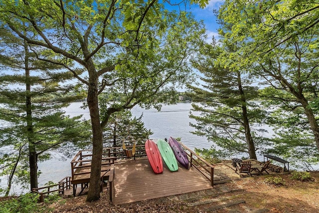 dock area featuring a water view