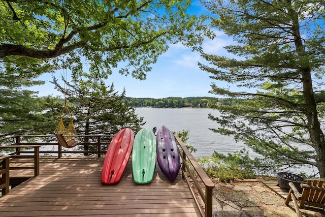 dock area featuring a water view