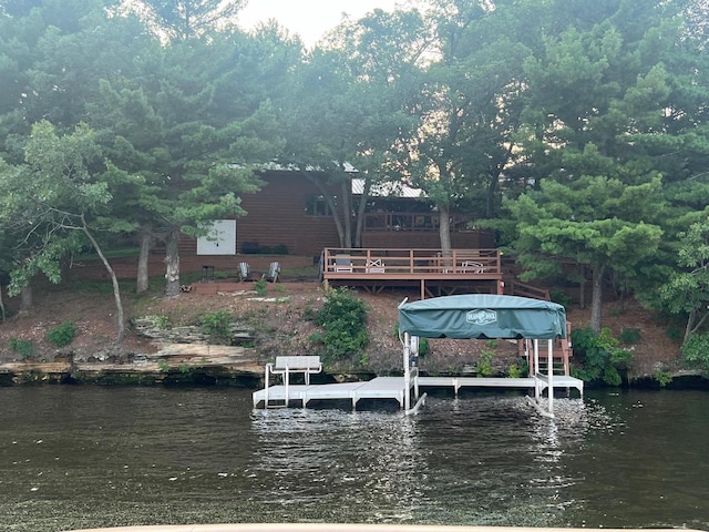 dock area featuring a water view