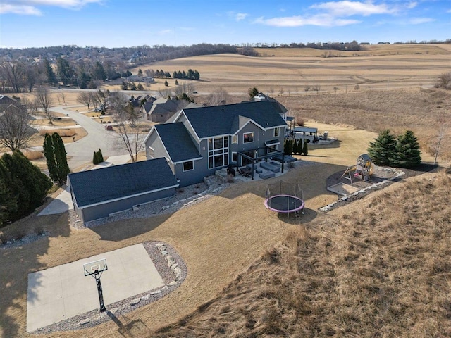 aerial view featuring a rural view