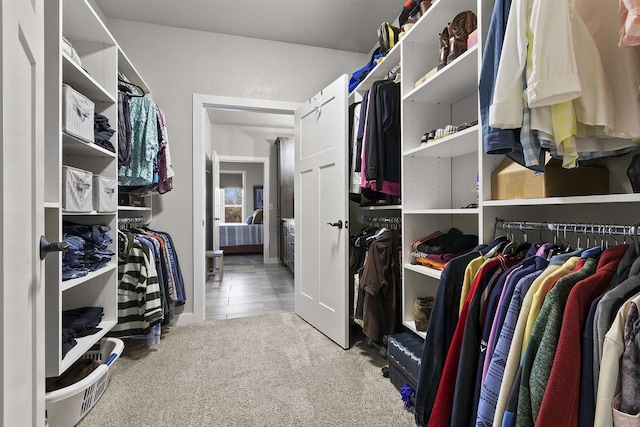 spacious closet with carpet floors