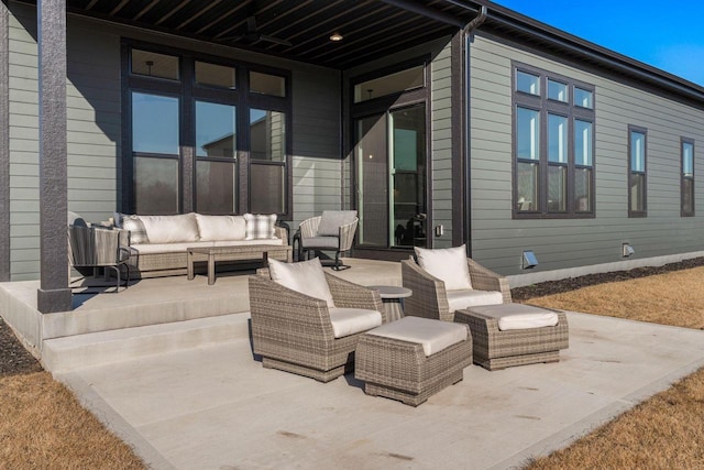 view of patio featuring an outdoor living space