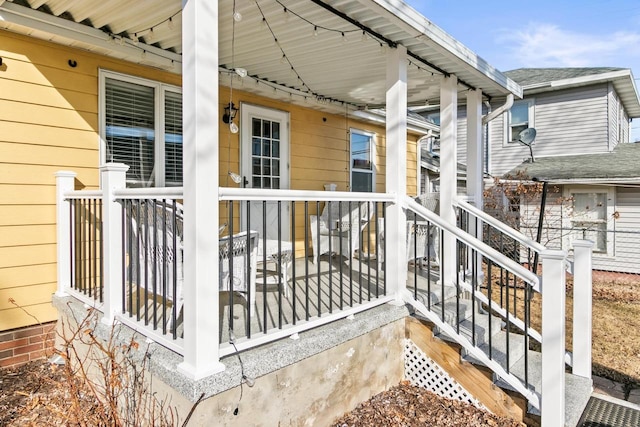 wooden deck with covered porch