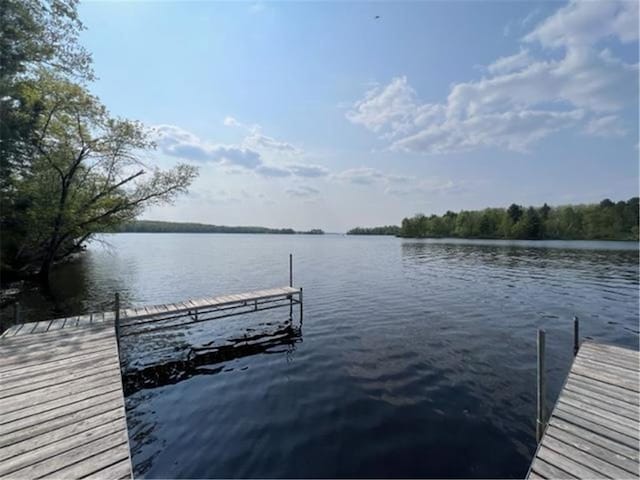 view of dock featuring a water view