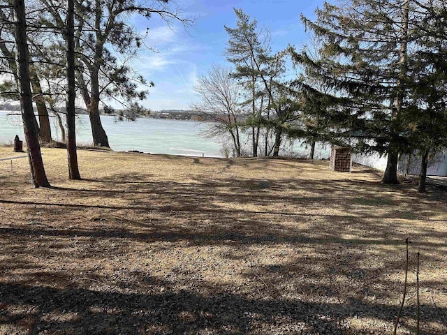 view of yard with a water view