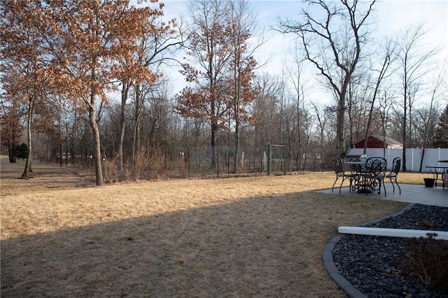 view of yard featuring a patio area and fence