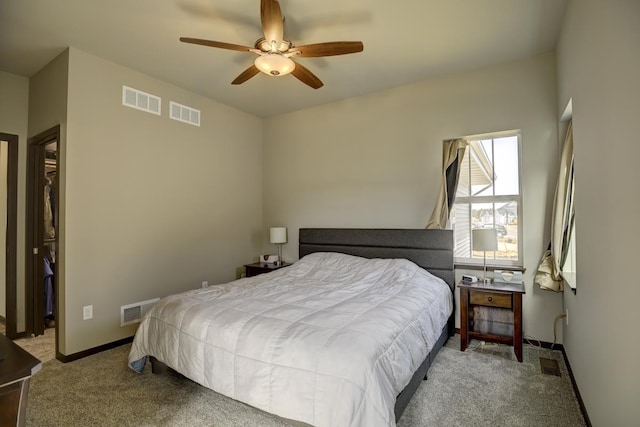 bedroom featuring visible vents and carpet