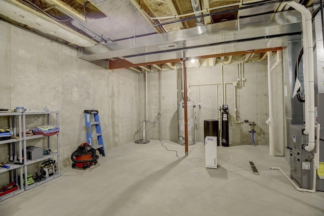 unfinished below grade area with gas water heater