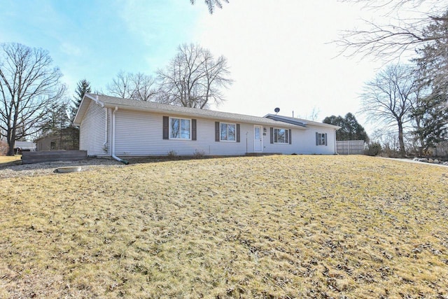 single story home featuring fence