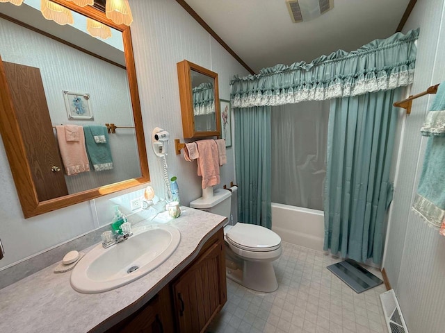 bathroom with tile patterned floors, visible vents, toilet, and vanity