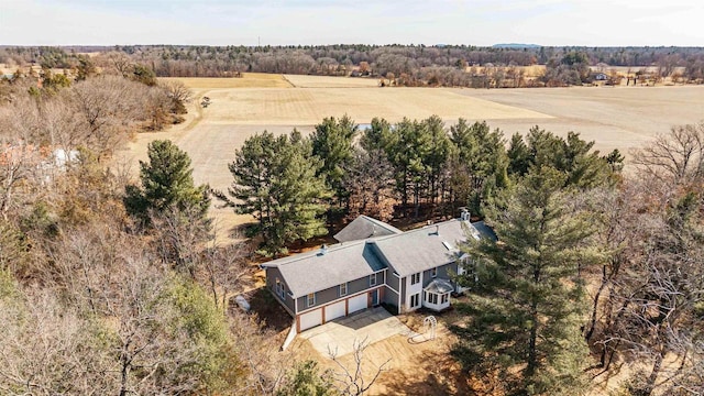 drone / aerial view featuring a rural view