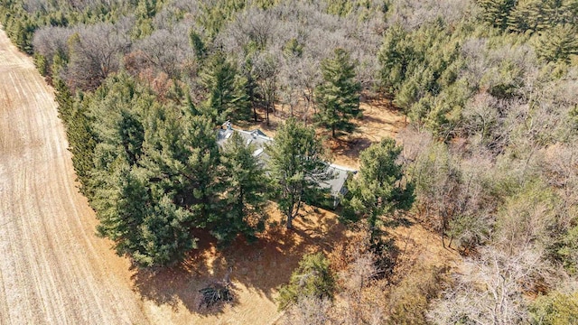 bird's eye view featuring a forest view