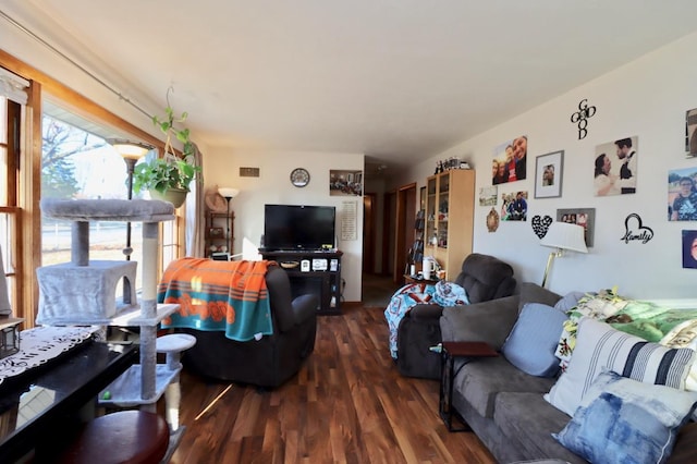 living area with wood finished floors