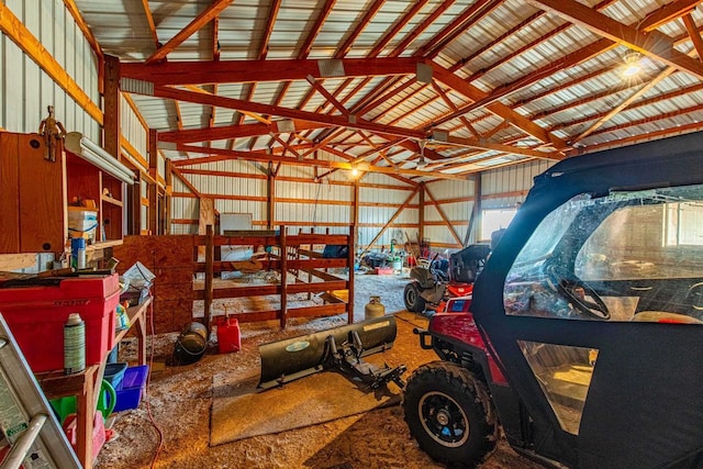 garage featuring metal wall