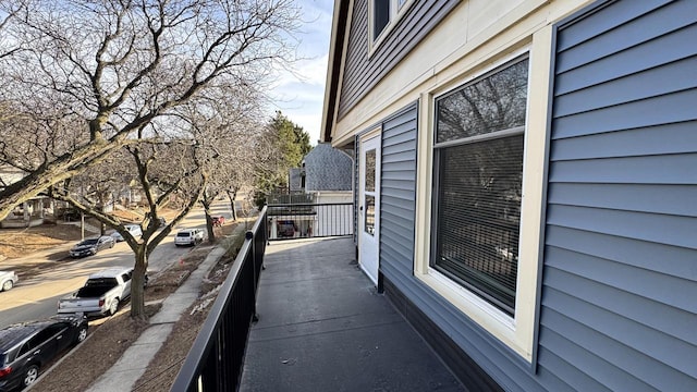 view of home's exterior featuring a balcony