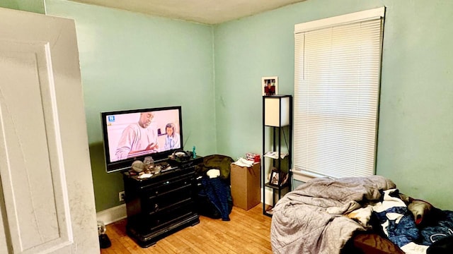 bedroom featuring wood finished floors