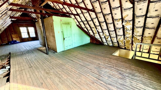 view of unfinished attic