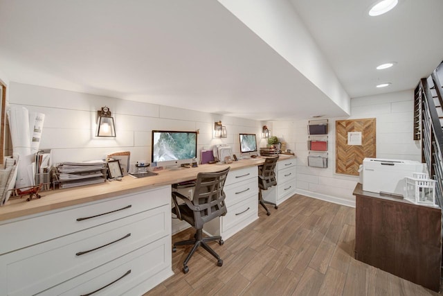 office featuring recessed lighting and wood finished floors