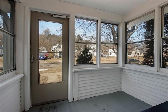 view of unfurnished sunroom