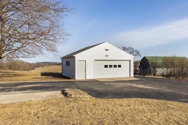 view of detached garage