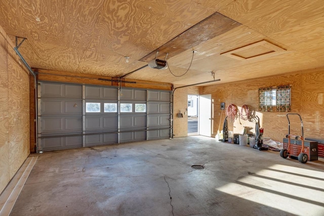 garage with a garage door opener