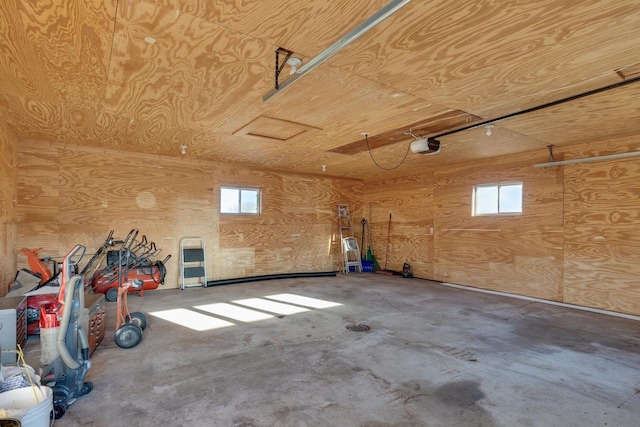 garage with a garage door opener