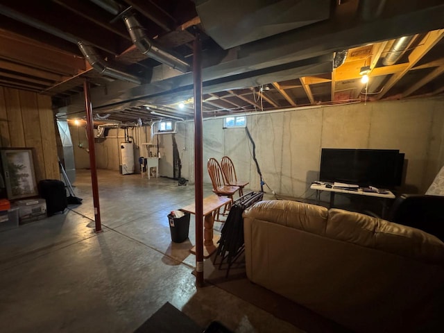 basement with water heater