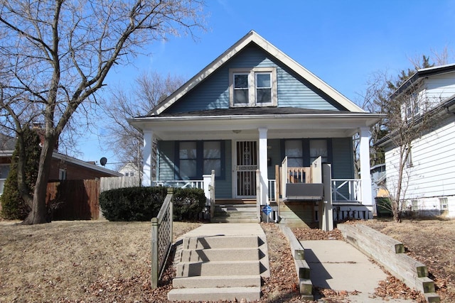 bungalow featuring covered porch