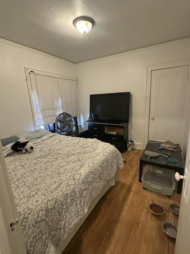 bedroom with hardwood / wood-style floors