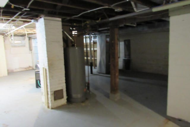 unfinished below grade area with water heater