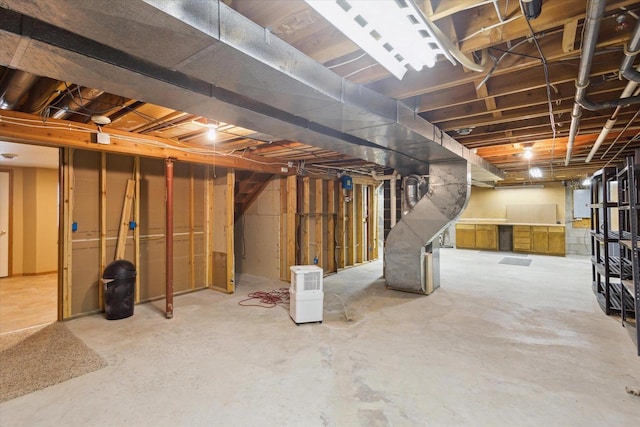 view of unfinished basement