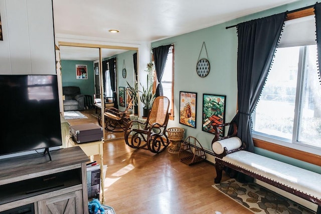 sitting room featuring wood finished floors