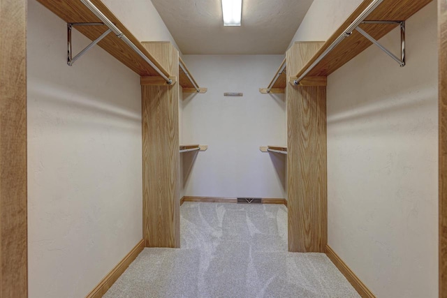 walk in closet with carpet floors