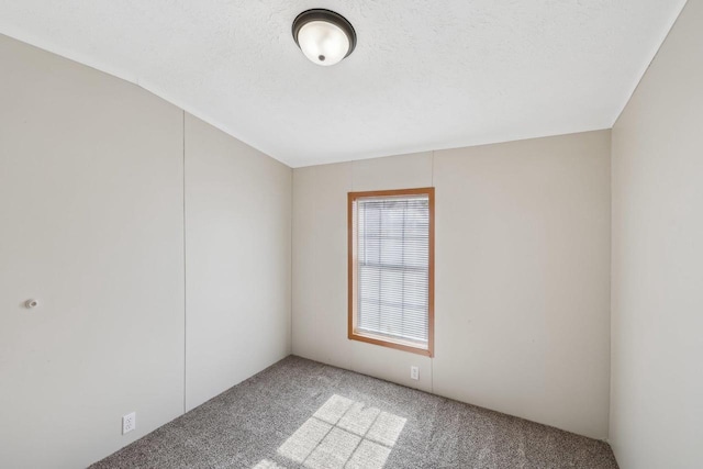 carpeted spare room featuring a textured ceiling