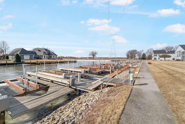 view of dock featuring a water view